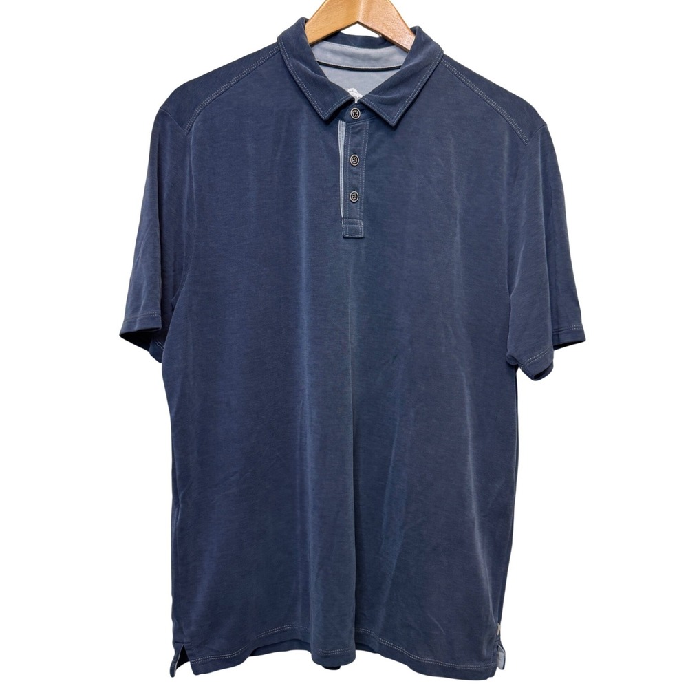 Tommy Bahama Mens Shoreline Surf Polo Shirt L Blue Tencel Blend Coastal Casual